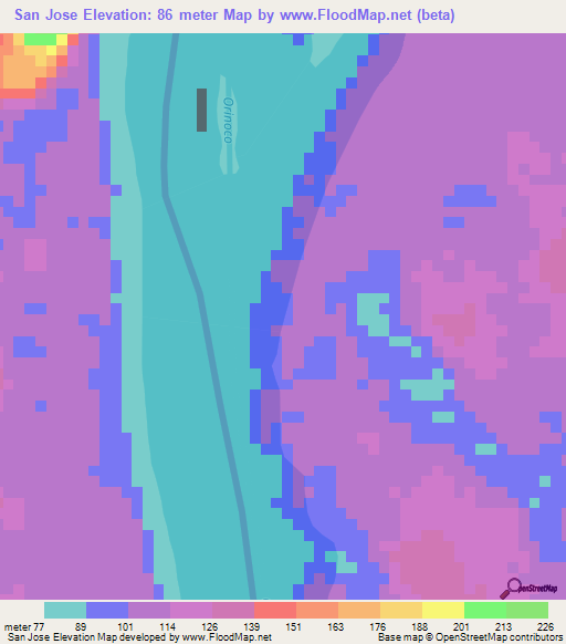 San Jose,Venezuela Elevation Map