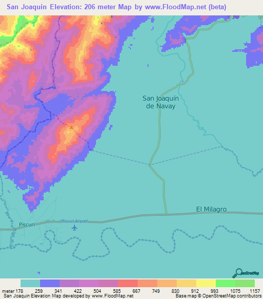 San Joaquin,Venezuela Elevation Map