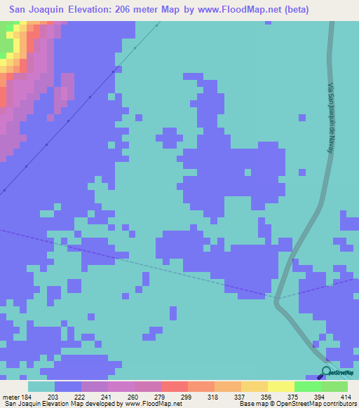 San Joaquin,Venezuela Elevation Map
