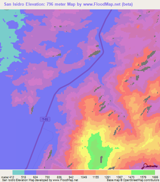 San Isidro,Venezuela Elevation Map