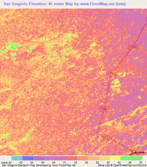 San Gregorio,Venezuela Elevation Map