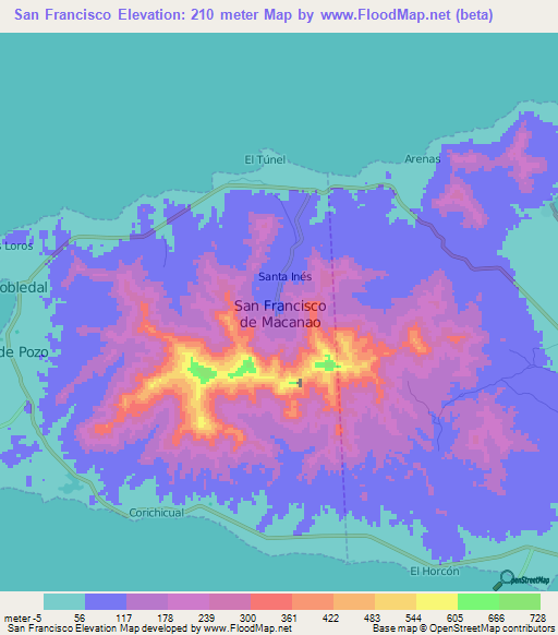 San Francisco,Venezuela Elevation Map