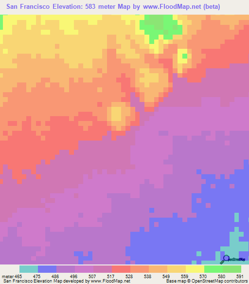 San Francisco,Venezuela Elevation Map