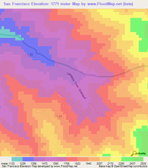 San Francisco,Venezuela Elevation Map