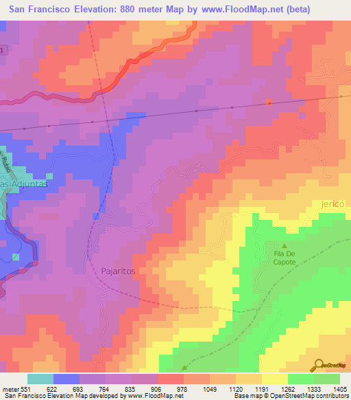 San Francisco,Venezuela Elevation Map