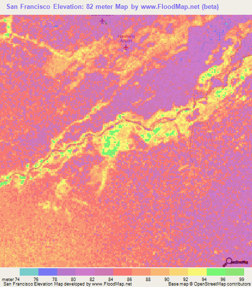 San Francisco,Venezuela Elevation Map