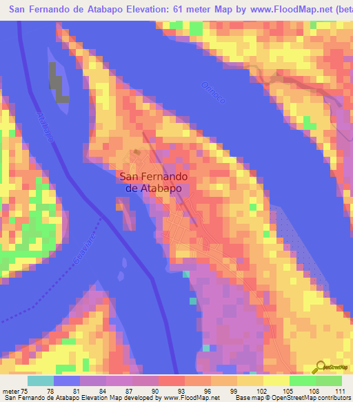 San Fernando de Atabapo,Venezuela Elevation Map