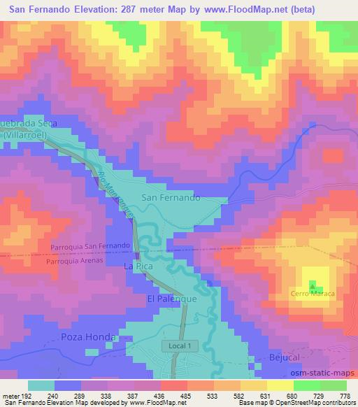 San Fernando,Venezuela Elevation Map