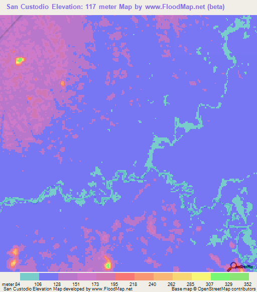 San Custodio,Venezuela Elevation Map