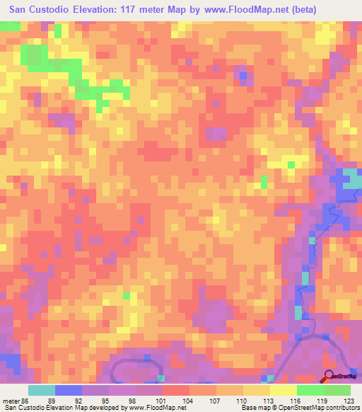 San Custodio,Venezuela Elevation Map