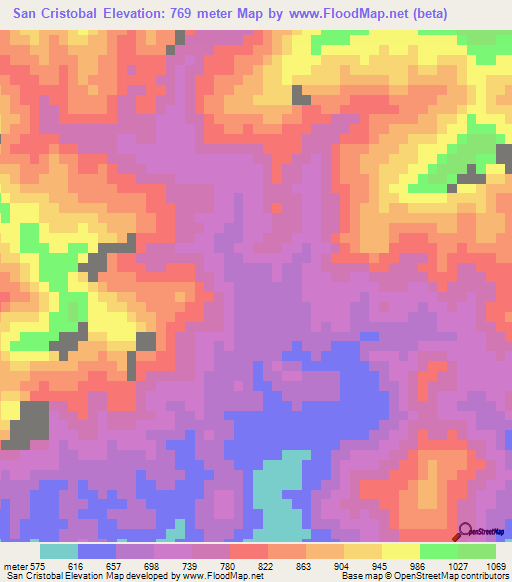 San Cristobal,Venezuela Elevation Map