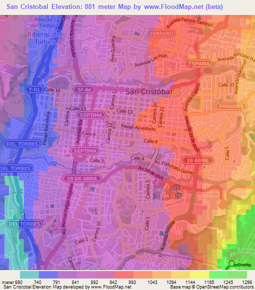 San Cristobal,Venezuela Elevation Map