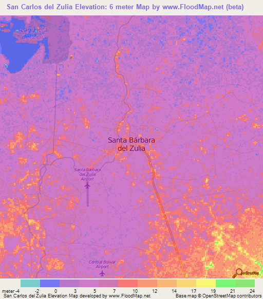 San Carlos del Zulia,Venezuela Elevation Map