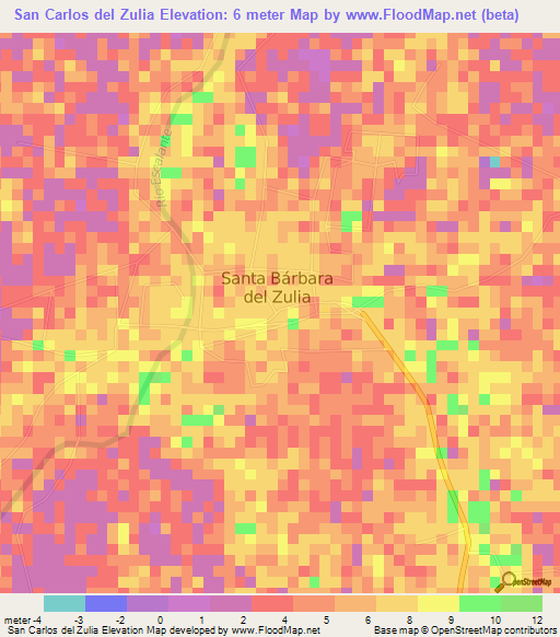 San Carlos del Zulia,Venezuela Elevation Map