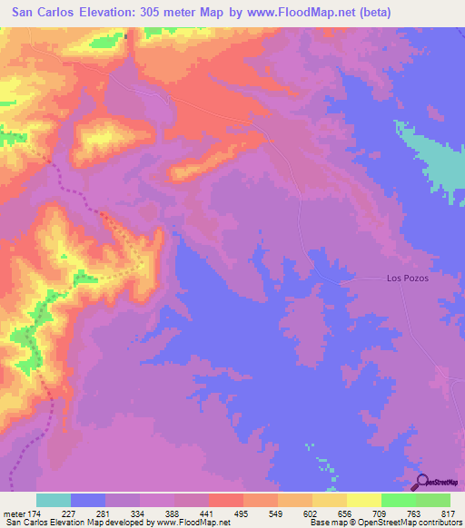 San Carlos,Venezuela Elevation Map