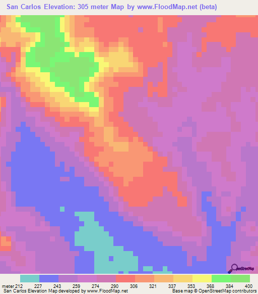 San Carlos,Venezuela Elevation Map