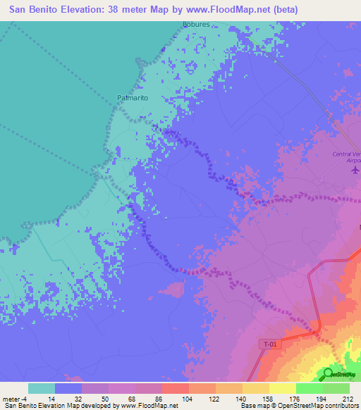San Benito,Venezuela Elevation Map