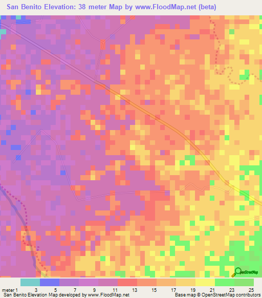 San Benito,Venezuela Elevation Map