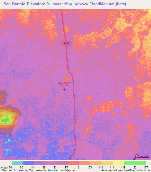 San Bartolo,Venezuela Elevation Map