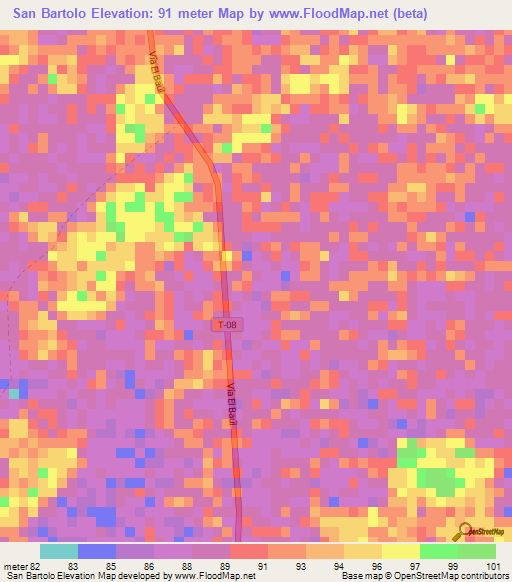 San Bartolo,Venezuela Elevation Map