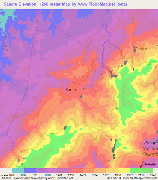 Sanare,Venezuela Elevation Map