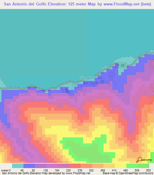 San Antonio del Golfo,Venezuela Elevation Map