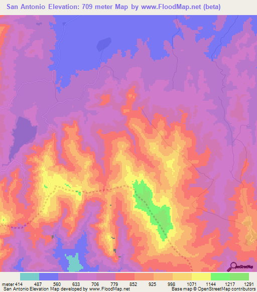 San Antonio,Venezuela Elevation Map