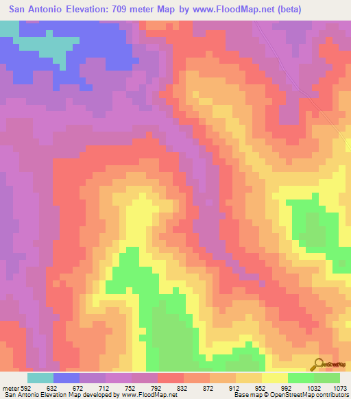 San Antonio,Venezuela Elevation Map