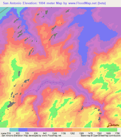 San Antonio,Venezuela Elevation Map