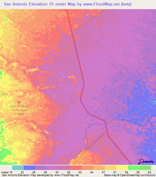 San Antonio,Venezuela Elevation Map