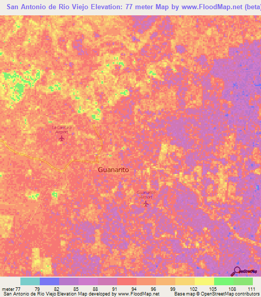 San Antonio de Rio Viejo,Venezuela Elevation Map