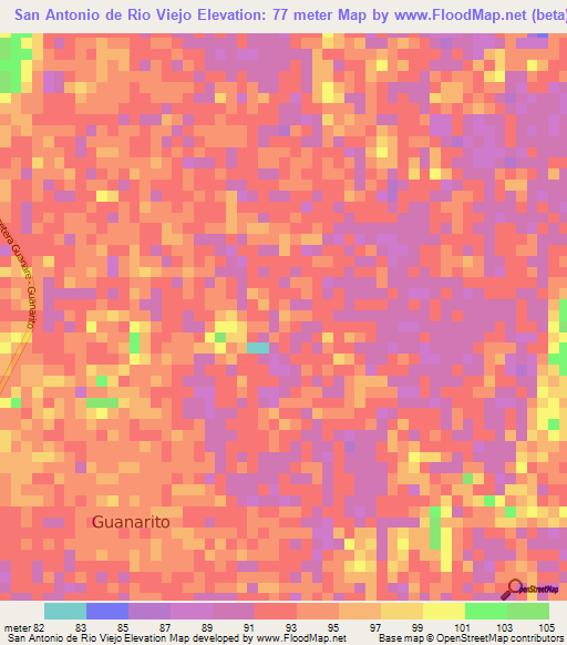 San Antonio de Rio Viejo,Venezuela Elevation Map