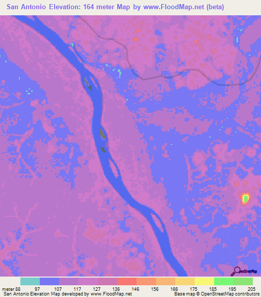 San Antonio,Venezuela Elevation Map