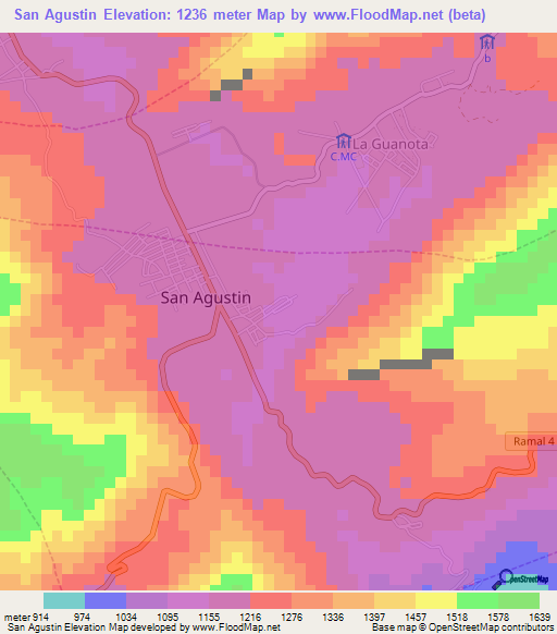 San Agustin,Venezuela Elevation Map