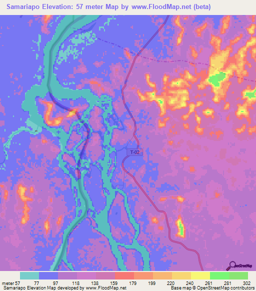Samariapo,Venezuela Elevation Map