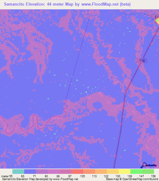 Samancito,Venezuela Elevation Map