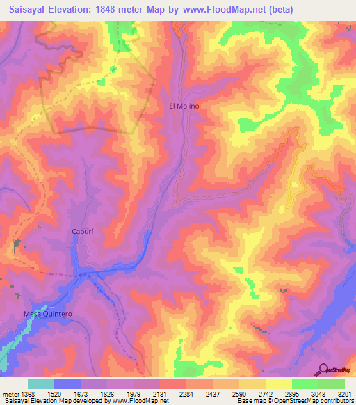 Saisayal,Venezuela Elevation Map