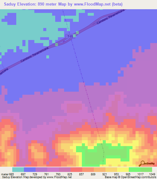 Saduy,Venezuela Elevation Map