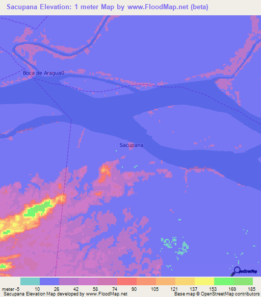 Sacupana,Venezuela Elevation Map