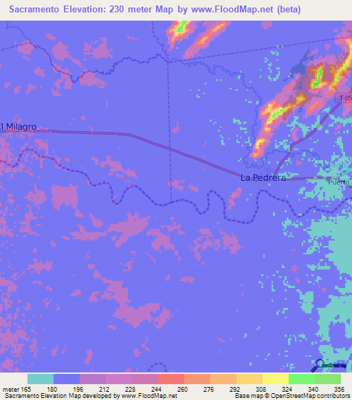 Sacramento,Venezuela Elevation Map