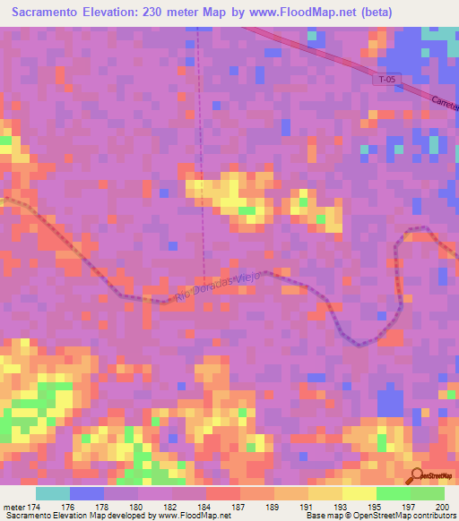 Sacramento,Venezuela Elevation Map