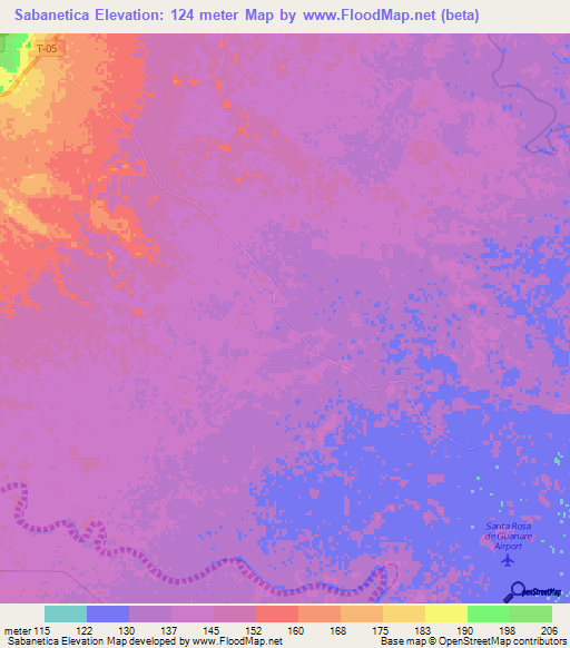 Sabanetica,Venezuela Elevation Map