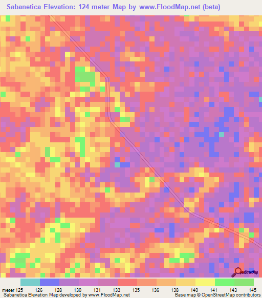 Sabanetica,Venezuela Elevation Map