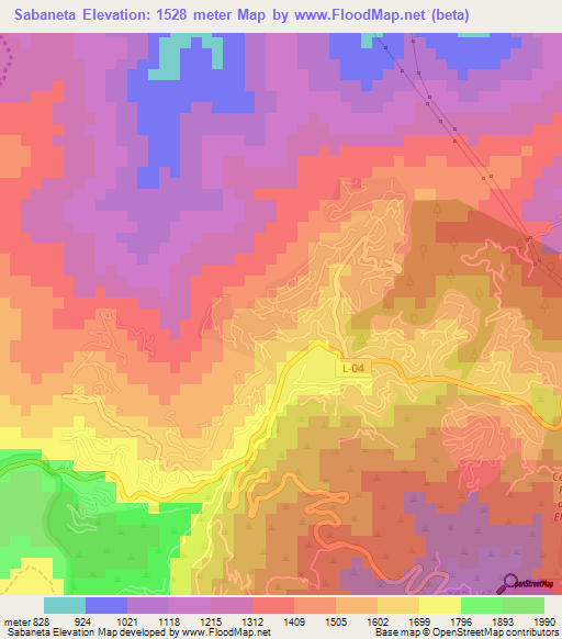 Sabaneta,Venezuela Elevation Map