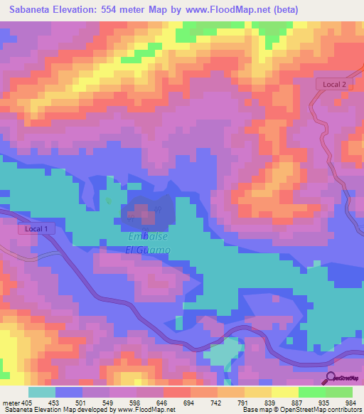 Sabaneta,Venezuela Elevation Map