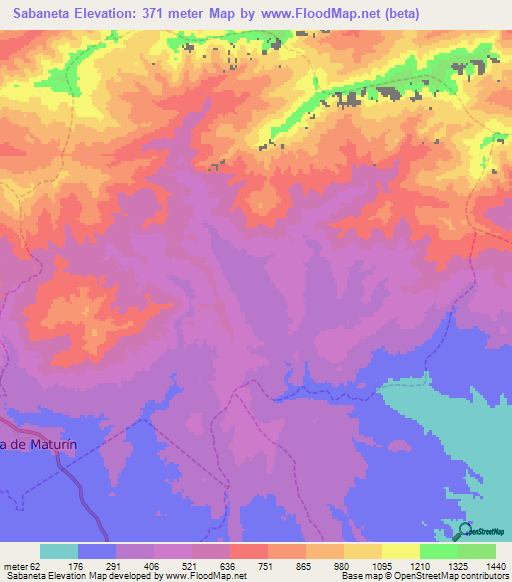 Sabaneta,Venezuela Elevation Map