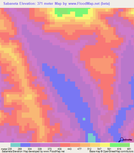 Sabaneta,Venezuela Elevation Map