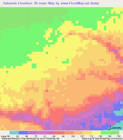Sabaneta,Venezuela Elevation Map