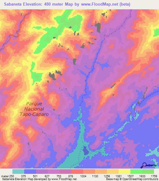 Sabaneta,Venezuela Elevation Map