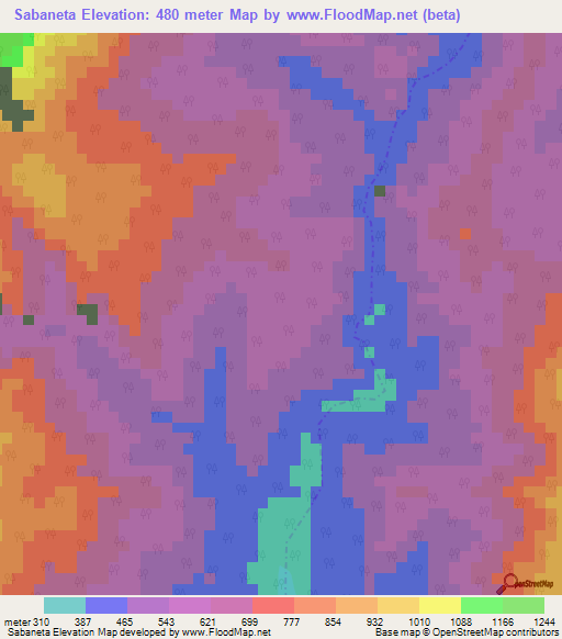Sabaneta,Venezuela Elevation Map